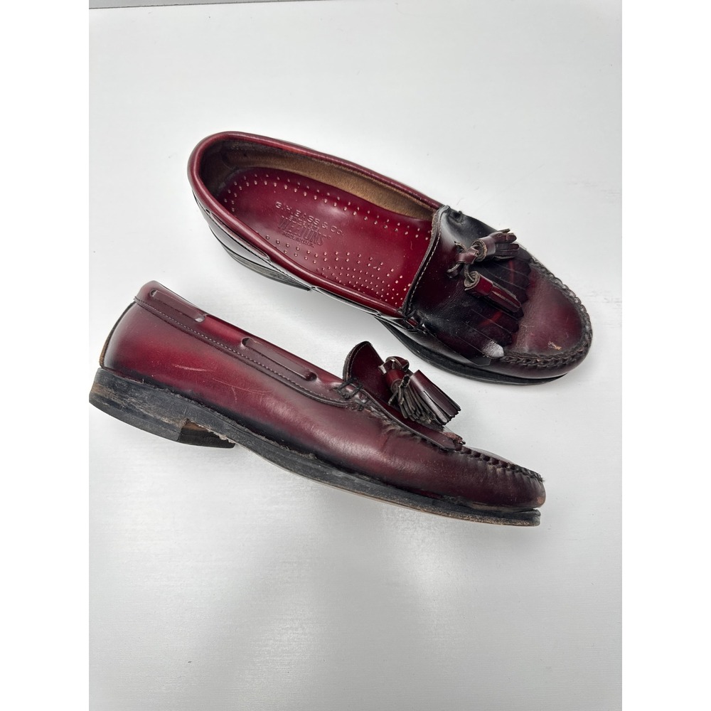 G.H. Bass & Co. Weejuns Burgundy Leather Tassel Kiltie Loafers Womens 7 USA
